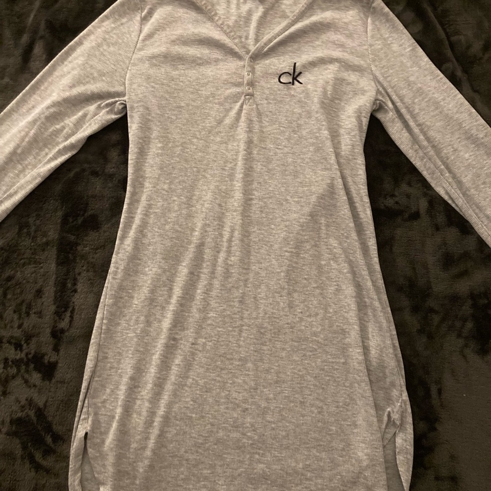 Calvin Klein Gray Long Sleeve Dress